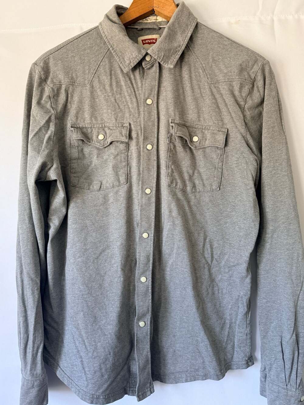 Levi's Mens Modern Fit Pearl Snap Western Shirt in Grey Heather Grey Jersey Knit